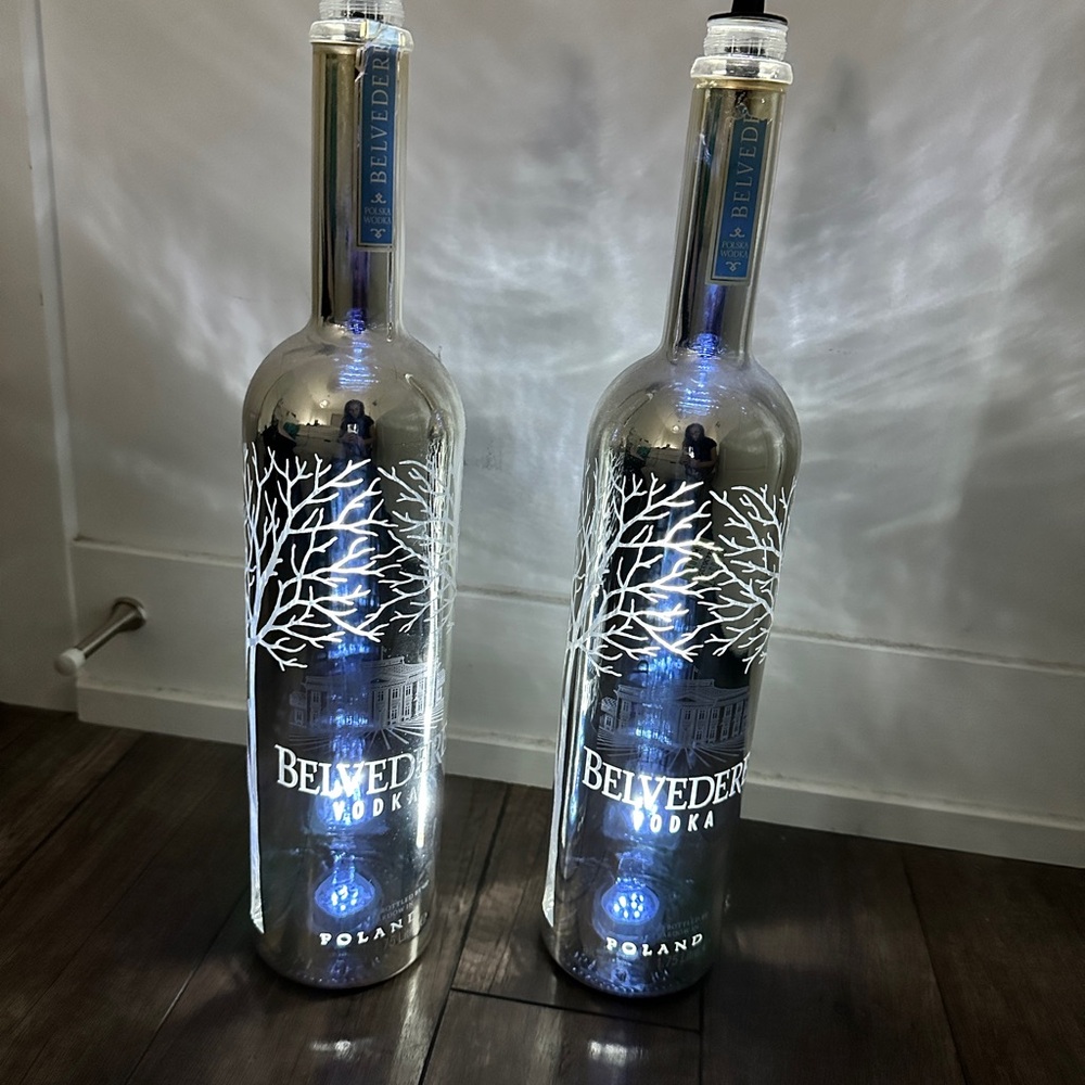 2 EMPTY Illuminated Happy Birthday Bottles